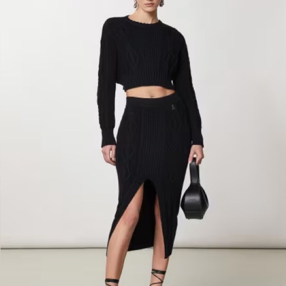 2/$250 Patrizia Pepe black cable knit midi skirt - XS (0) NWOT